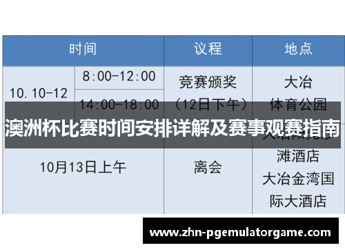 澳洲杯比赛时间安排详解及赛事观赛指南
